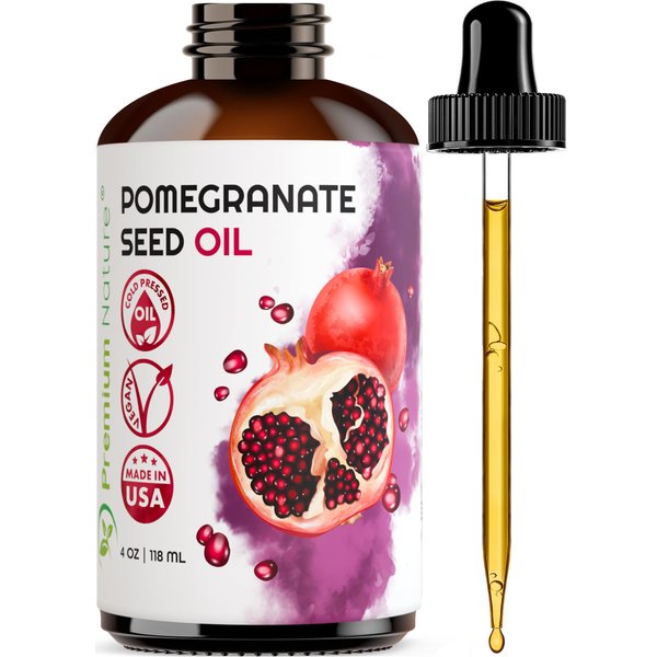 Premium Nature Pomegranate Seed Face Oil. 100% Pure Unrefined Cold Pressed for Essential Oils. Gua Sha Oil. Oil for Hair Skin and Nails 4 oz