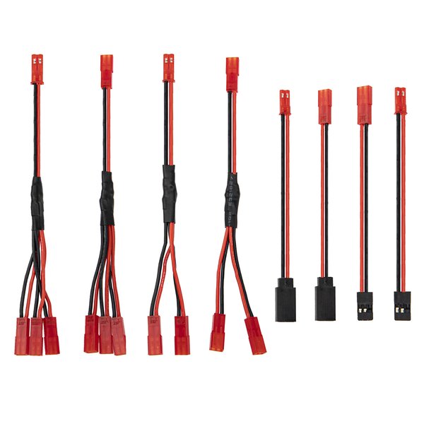 8Pcs JST Plug Y Splitter,JST to JR Male Female Wire Adapter JST Y-Harness Connectors Parallel Extension Cable Compatible with Traxxas TRX-4 RC Crawler Receiver ESC Winch Cooling Fan Led Lights