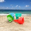 Home Queen Beach Cup Holder with Pocket, Multi-Functional Sand Cup Holder for Beverage Phone Sunglasses Key, Beach Accessory Drink Sand Coaster, Set of 4 (Blue, Teal, Orange and Green)