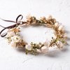 KorViSHOW Golden Leaf Flower Crown - Fairy Floral Headpiece White Rose Flower Headband Renaissance Hair Accessories for Women Girls Wedding Vacation Party Festival