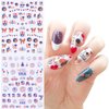 8 Sheets Independence Day Nail Stickers 4th of July Nail Art Stickers 3D Self-Adhesive American Flag Nail Design Decals American Flag Nail Decals for Patriotic Women DIY Nail Decoration