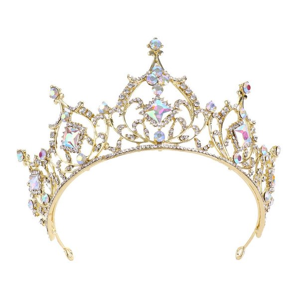 Leadigol Crystal Tiaras Bride Crown Creative Shiny Rhinestone Tiara Princess Queen Crown Queen Vintage Hair Crown Wedding Tiara for Women(gold)