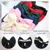 FULZTEY Bow Hair Cips for Women Black Bow-knot Hair Barrettes Soft Stain Bow Clips Metal Clamp Hair Ribbons Long Tail Bows Hair Accessories for Girls Women 6 PCS