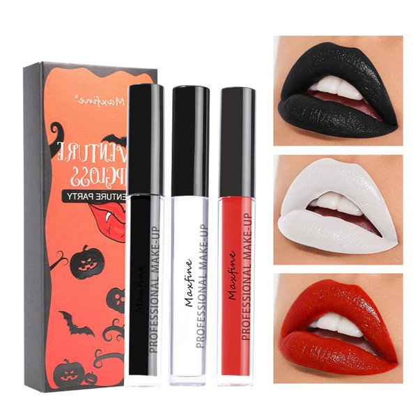 Black | White | Pink Matte Liquid Lipstick Set, Smudge Proof Waterproof Non-Stick Cup Lip Stain, Long Lasting High Impact Color, No Transfer Not Fade Lipstick, Bold Goth Halloween Makeup Gift(Set A)