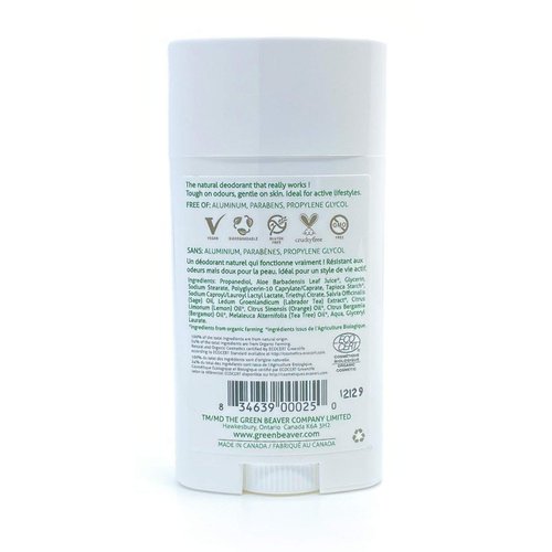 Green Beaver The Company Citrus Natural Aluminum Free Deodorant Stick, 1.76 Oz