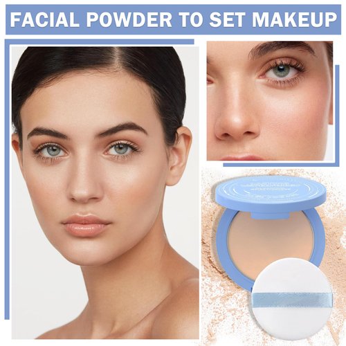 CAHIUYOA Oil Control Matte Face Pressed Powder Smooth Flawless Pressed Setting Powder Foundation Makeup Portable Pressed Powder Cosmetics - 03 Dark Skin Tone