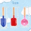 UMUACCAN 6 Piece Kids Beach Tools,Children Beach Sand Toys, Made of Metal with Sturdy Wooden Handle,Safe Beach Gardening Set,Spoon, Fork, Trowel, Rake & Shovel for Kids