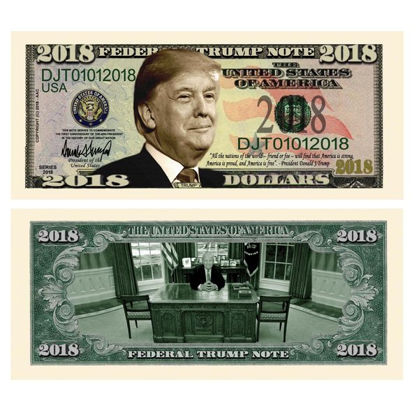 Pack of 5 - Donald Trump 2018 Federal Trump Presidential Dollar Bill Limited Edition