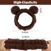 Ondder 2Pcs Bear Ears Headband, Coffee & White, Soft Spa Hair Band for Washing Face, Facial Skincare, Makeup, Yoga, Exercise, Party, Women
