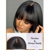 LUVME HAIR 10 Inch Light Yaki Straight Bob Wig with Bangs Human Hair Realistic HD Lace Short Black Bob Wigs, Ready to Go Blunt Cut Bob Wig Glueless 180 Density