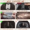 Amchoice Hair Toppers for Women Real Human Hair, Bangs Hair Clip 360° 3D Cover Wipsy Human Hair Topper with Bangs, Human Hair Toppers for Women Daily (Dark Brown)