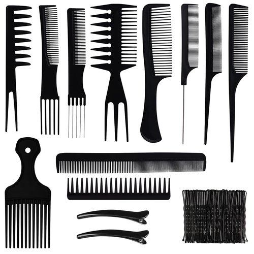 14 PCS Professional Hair Comb Set for Women Men, Hair Stylists Styling Hair Combs Set Accessories Variety curl wide tooth rat tail comb Hairpin Great for Variety Hair Types & Styles Black