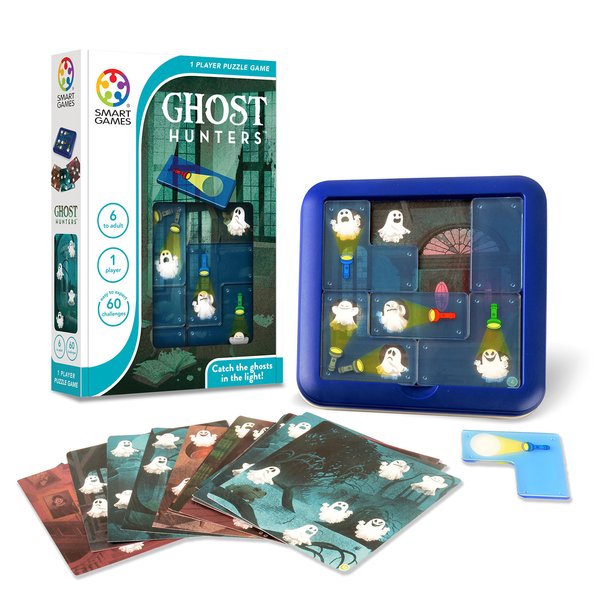 SmartGames Ghost Hunters Travel Game for Kids and Adults, a Spooky, STEM Focused Cognitive Skill-Building Brain Game - Brain Teaser for Ages 6 & Up, 60 Challenges