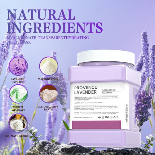 Truvenum Jelly Mask Powder for Facials,Lavender Jelly Mask Powder Hydrating, Brightening & Nourishing Face Mask Skin Care,Peel Off Jelly Masks for DIY Spa 23 Fl Oz