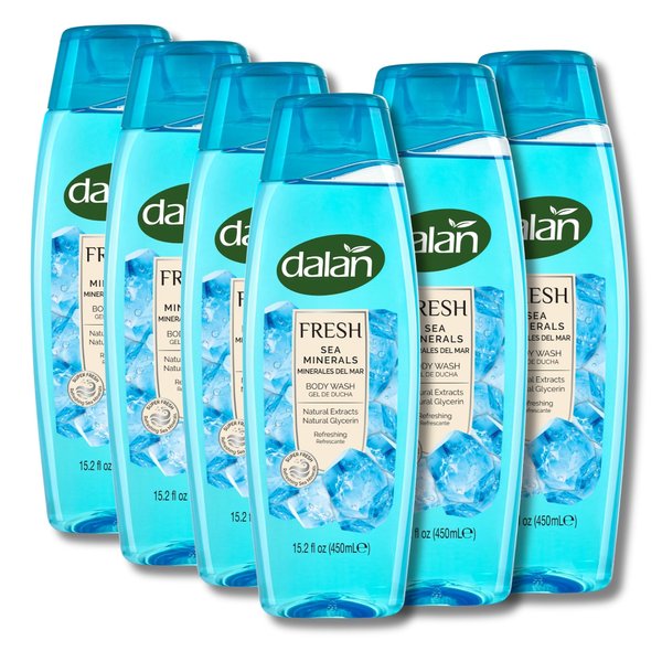 Dalan Natural Extracts Body Wash, with Fresh Pink Grapefruit & Aloe Vera & Sea Minerals, 15.2 fl oz (6 Pack, Sea Minerals)