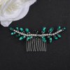 Xerling Brides Wedding Hair Comb Handmade Green Rhinestone Crystal Hair Side Comb Bridal Hair Pieces Boho Headpiece Hair Jewelry Accessories for Women Flower Girls (Green)