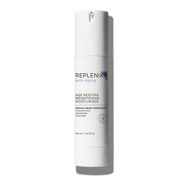 Replenix Age Restore Brightening Face Moisturizer with Hyaluronic Acid, Niacinamide & Ceramides, Medical-Grade Oil-Free Facial Cream for Mature Skin (1.7 oz)