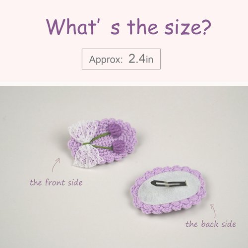 WOCATS 5pcs Elegant Handmade Flower Hair Clips-Crocheted from Wool and Metal Hair Clips are Special Gifts For Girls (Purple)