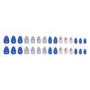 LPOODDNU Flower Press on Nails Almond, Small Flowers Medium Press on Nails Blue Fake Nails, Cute Floral Glue on Nails, Reusable Stick on Nails - 30Pcs Medium Almond Flowers False Nails Set