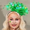 Kilshye St Patricks Day Headband Green Light Up Shamrock Headpeice Sequin Bow Headbands Irish Costume Hair Accessories for Women and Girls