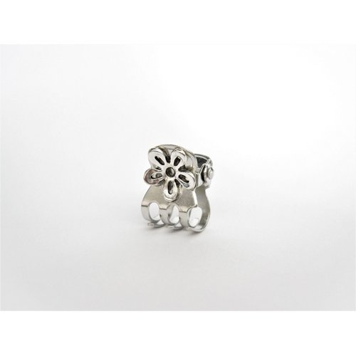 Tiny mini silver daisy flower metal hair claw clips