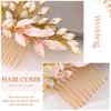 Latious Crystal Bride Wedding Hair Comb Gold Leaf Hair Piece Bridal Bead Hair Accessories for Women and Girls