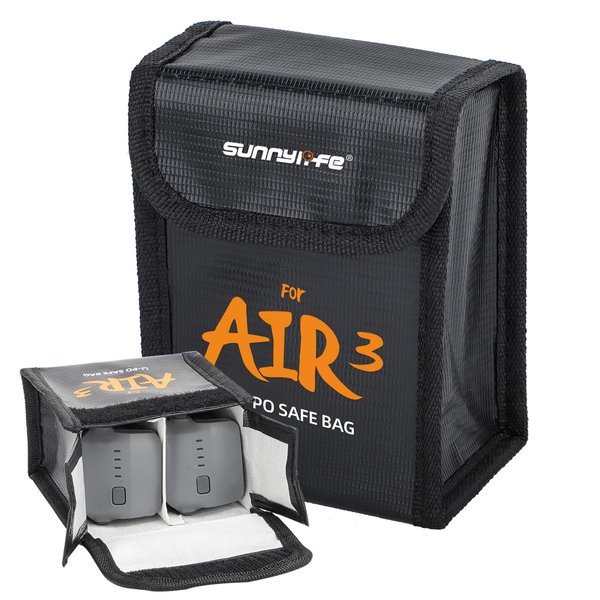 Sinyutia Lipo Battery Safe Bag for DJI Air 3s/Air 3, Explosion-Proof Nylon lithium Battery Fireproof Bag Protection Storage Pouch Pocket Case Accessories (Medium - for 2pcs batteries)