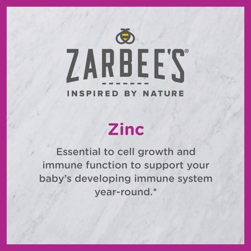 Zarbee's Baby Immune Support Syrup with Zinc, Baby & Toddler Vitamins 6 Months+, Includes Syringe for Easy & Accurate Dosing, Natural Grape Flavor, 2oz