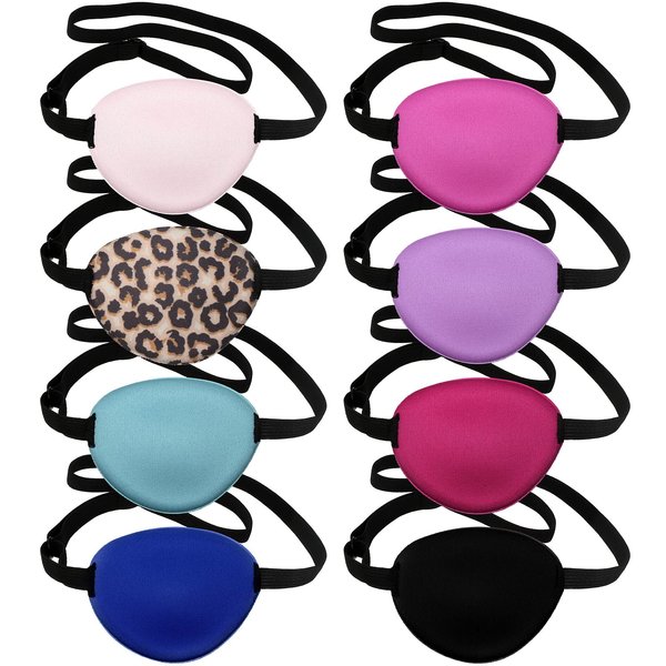 Geyoga 16 Pieces Eye Patches for Adults Soft Medical Eye Patches Adjustable Single Eye Patch Silk Single Eye Mask Eye Patches for Kids and Adult, 8 Color (mixed Colors, Stylish Style)