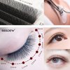 SEEDEW 3D Lash Extensions, 0.07mm C Curl MIX8-15mm 12 Rows/Tray, W Shape Flat Stem, Korean PBT Natural Eyelash Grafting for Beginner Artist, Lash Tech, Beauty Salon(3D-Matte Black-0.07-C-MIX8-15mm)