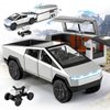 NQD Cyber Truck Toy with RV & Motorcycle, 3-in-1 Alloy Diecast Pull-Back Toy Truck Pickup Truck Trailer with Sound and Light, Ideal Gift for Boys Kids Age for 3 Year and Up