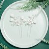 Sooshin 2 Pieces Porcelain Flower Bridal Hair pins Pearl Wedding Hair Accessories for Brides and Bridemaids Rhinestone Bridal Headpieces for wedding Crystal Hair Pins for Women and Girls (Silver-C)