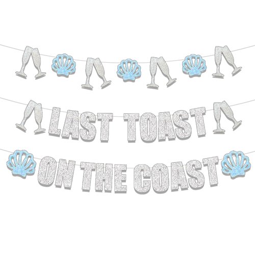 JeVenis Last Toast On The Coast Banner Beach Bach Banner Beach Bachelorette Party Decorations Coastal Bach Party Supplies