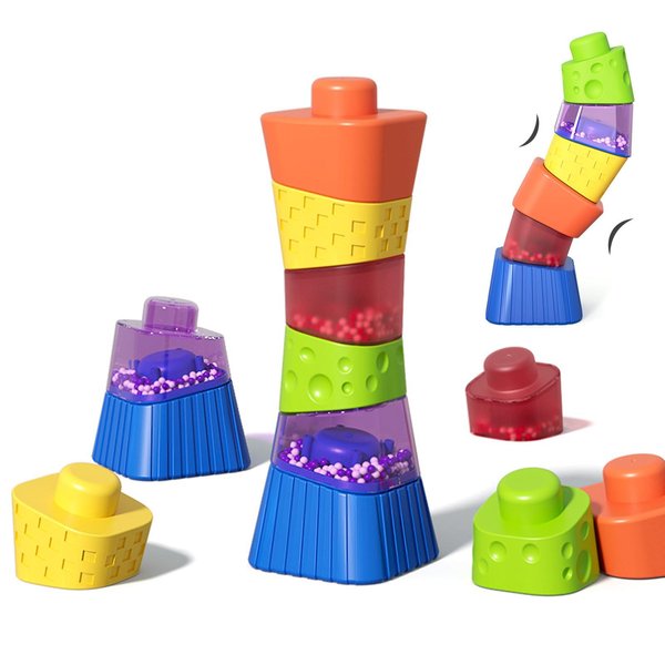 FOSENHL Irregular Balance Stacking Blocks Baby Toys for Toddlers and Kids,Building Blocks Sensory Activity Toy Set with Irregular Colorful Shapes and Materials