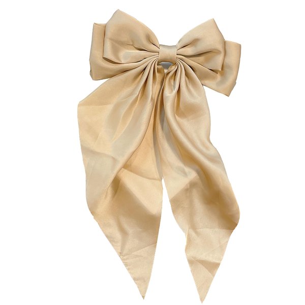 Long streamer oversized bow top clip hair clip for the back of the head tassel solid color bow hair clip hair bow ponytail clip(KS)