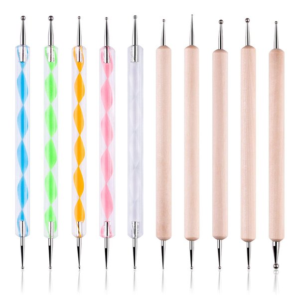10 pc 2 Way Dotting Pen Tool Nail Art Tip Dot Paint Manicure kit, Embossing Stylus for Painting