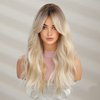 MAGQOO Blonde Wig for Women Long Curly Wavy Ombre Blonde Wigs Dark Roots Two Tones Synthetic Heat Resistant
