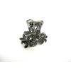 Small mini silver metal gray blue three flower crystal hair claw bridal clip