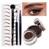 2Pcs Gel Eyeliner Eyebrow Powderfor Beginners,Waterproof Smudgeproof Long Lasting Makeup Eyeliner Gel with Brush Mirror,Kits with Step byStep Video Tutorials,Black and Brown (2PCS-Brown)