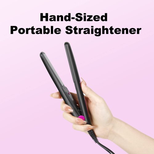 Youuish Mini Hair Straightener, Mini Flat Iron for Short Hair and Bangs, 0.7 Inch Small Flat Iron for Travel, Dual Voltage Heats Up Quickly