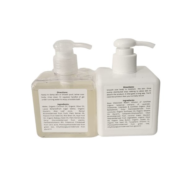 Lilac & Lilies Organic Body Wash & Body Crème Set (8 Oz Body Wash & Crème Bottles)