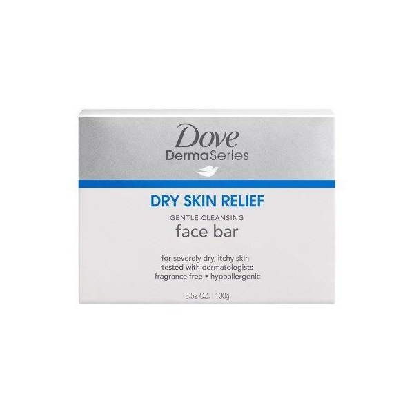 Dove Derma Series Dry Skin Relief Gentle Cleansing Face Bar, 2 Little Bars (Pack of 2)