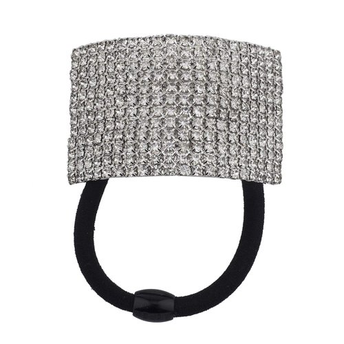 Lux Accessories Black Full Crystal Rhinestones Ponytail Holder Stretch Elastic Hair Ties