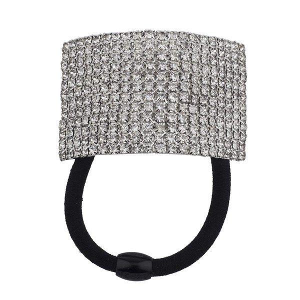 Lux Accessories Black Full Crystal Rhinestones Ponytail Holder Stretch Elastic Hair Ties
