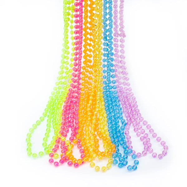 GiftExpress 12 pack Mardi Gras Beads Necklace Multicolor, AB Beads Glitter Plastic Necklace, Mardi Gras Throws, St Patricks's Day Beads, Party Beads Costume Necklaces