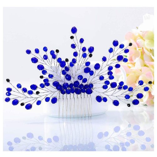 Yokawe Bridal Wedding Hair Comb Silver Crystal Bride Side Combs Beaded Hair Accessories for Women and Girls