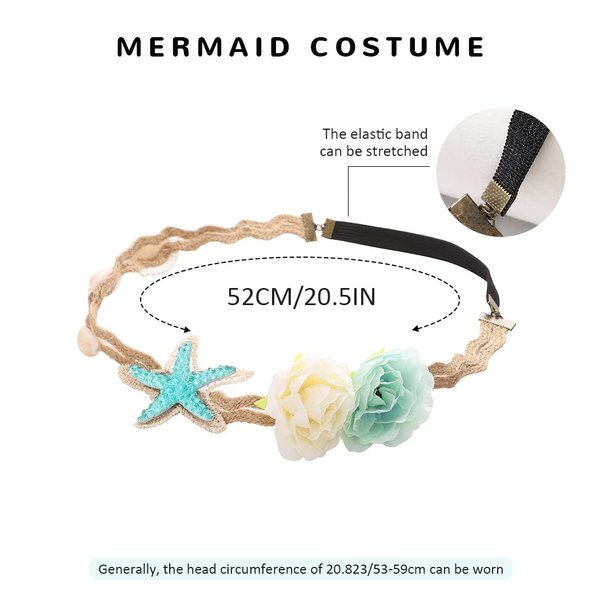 Catery Starfish Headband Starfish Flower Headpiece Sea Shell Head Band Summer Beach Bohemia Wedding Elastic Hairband for Women and Girl (Flower)