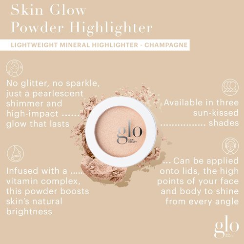 Glo Skin Beauty Skin Glow Powder Highlighter | Clean Mineral Cheek Highlighter | 3 Shimmery Shades, Champagne