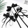 Araluky 3 Pacs Double Bow Hair Clips With Long Ribbon for Girls Women Kids Black Hair Bows Solid Satin Ribbon Bows for Hair Accessories for Teens Hair Clips Barrettes Tassel Bow Hair Clips