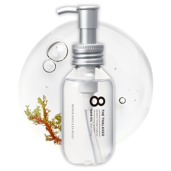 8 THE THALASSO Natural Hair Oil for Women & Men, Anti Frizz Serum by Glycerin, Lecithin, Squalane, Rosemary, Peppermint & Tea Tree, Hair Oil Treatment by Japan, Paraben & Sulfate Free 3.38 Fl Oz MOIST